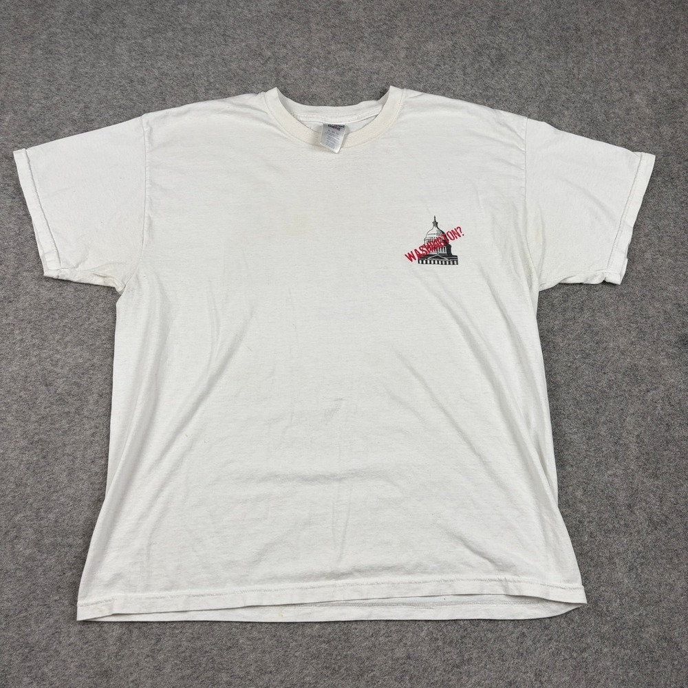 Y2K Political T-Shirt Mens XL White Washington DC Capitol Building Graphic 90s